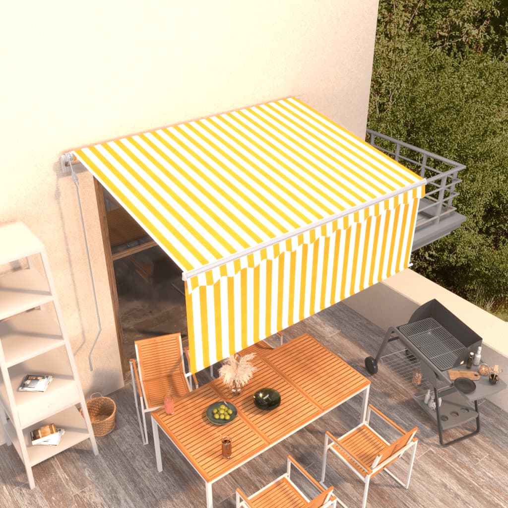 Toldo vidaxx extensible automáticamente con estor enrollable 3x2,5 m amarillo blanco