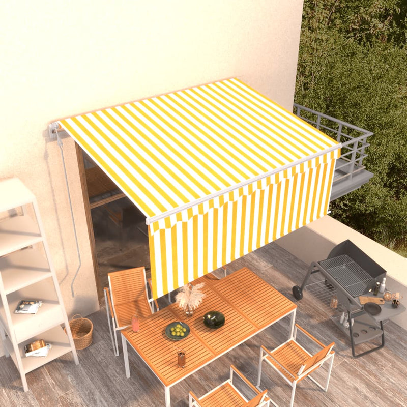 Toldo vidaxx extensible automáticamente con estor enrollable 3x2,5 m amarillo blanco