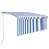 Toldo vidaxx con estor enrollable, LED y sensor de viento 3x2,5 m azul y blanco