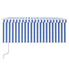 Vidaxl luifel met rolgordijn, led en windsensor 3x2,5 m blauw en wit