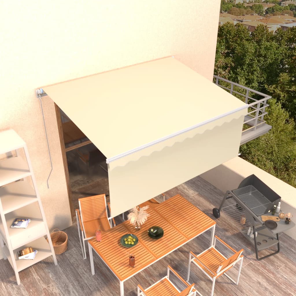 Toldo vidaxx extensible manualmente con estor enrollable 3,5x2,5 m crema
