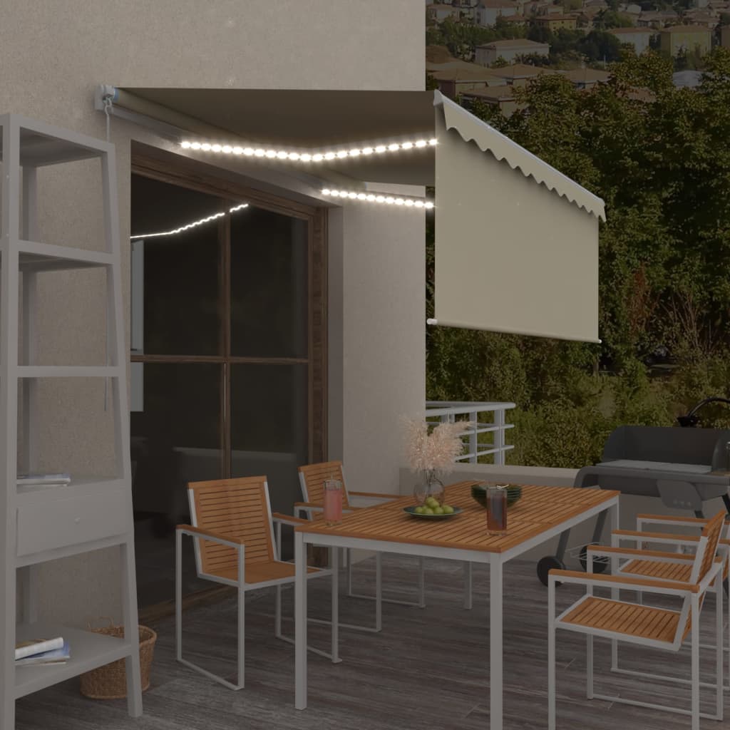 Tenda Vidaxx a rullo estensibile manualmente e LED 3,5x2,5 m crema