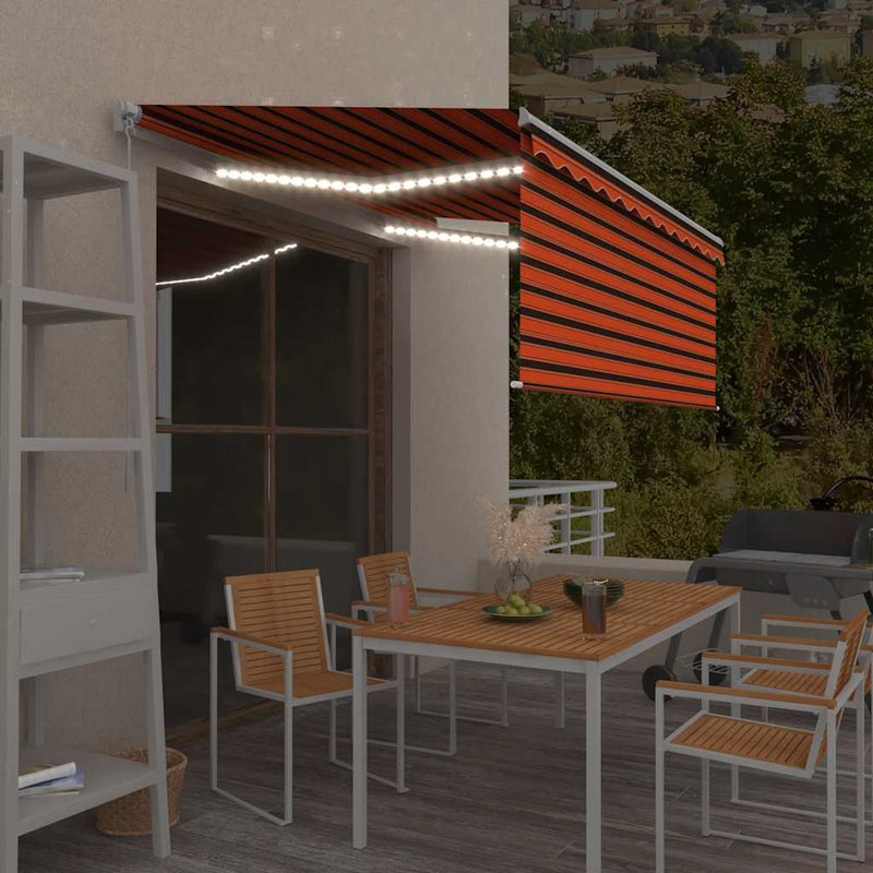 Vidaxx toldo cortina extensible manualmente LED 3,5x2,5 m naranja marrón