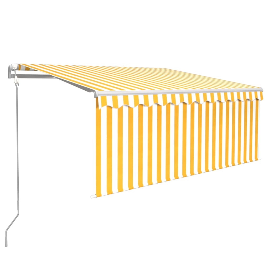 Vidaxl luifel met rolgordijn, led en windsensor 3,5x2,5 m geel en wit