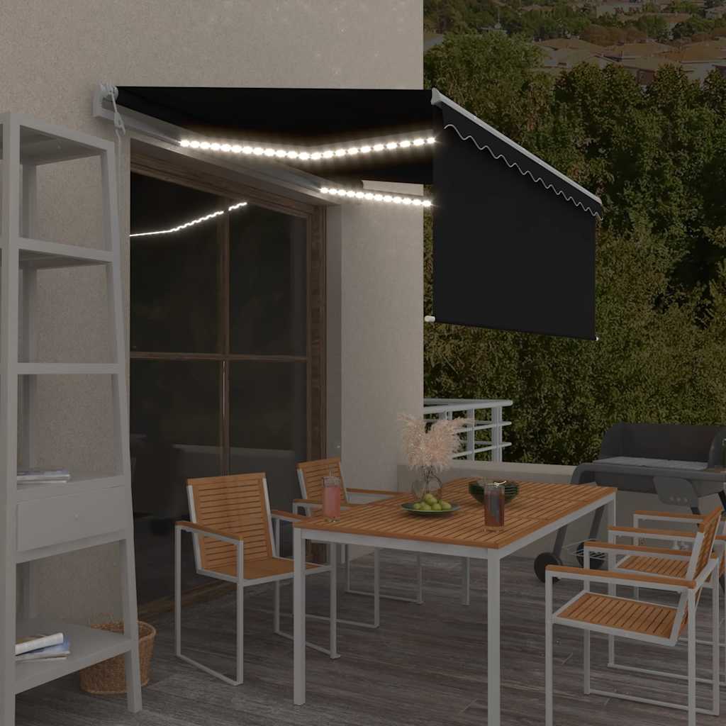 Vidaxl Luifel con antracite a rullo cieco, a LED e del vento