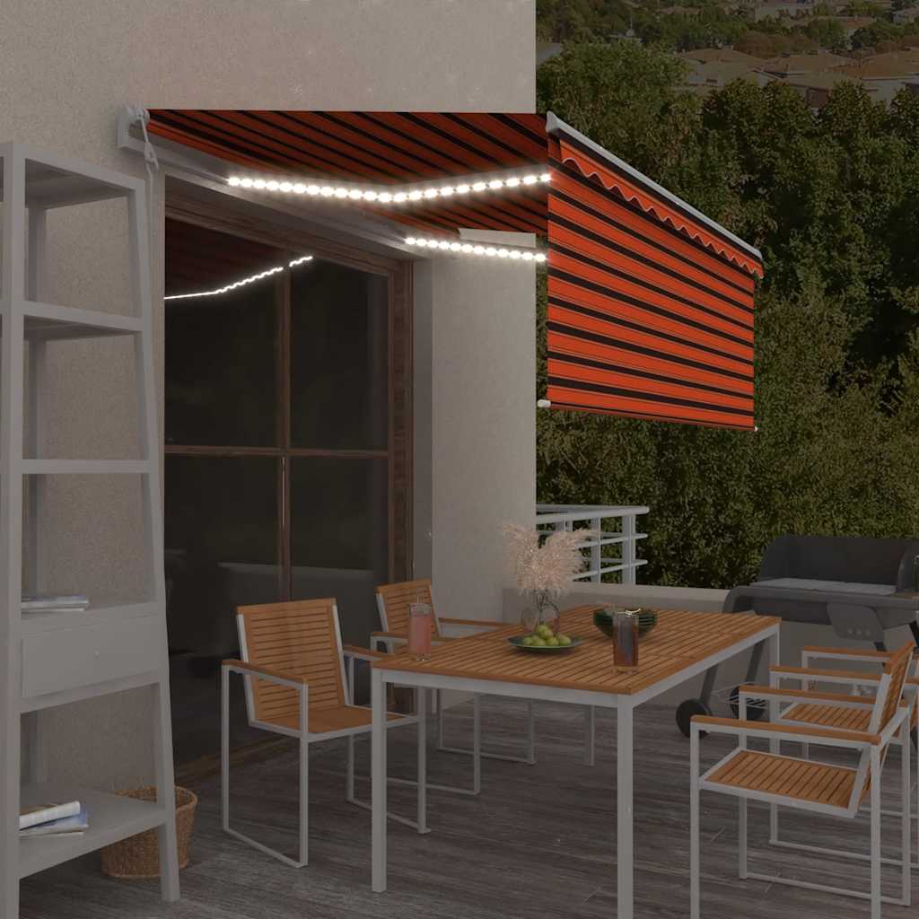 Toldo vidaxx con estor enrollable, LED y sensor de viento 3,5x2,5 m naranja marrón