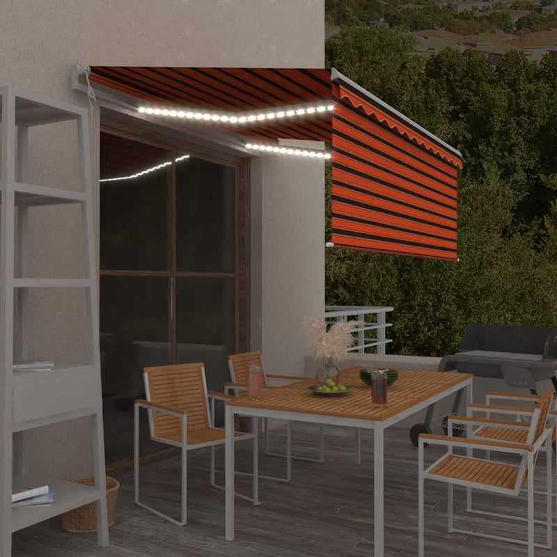 Toldo vidaxx con estor enrollable, LED y sensor de viento 3,5x2,5 m naranja marrón