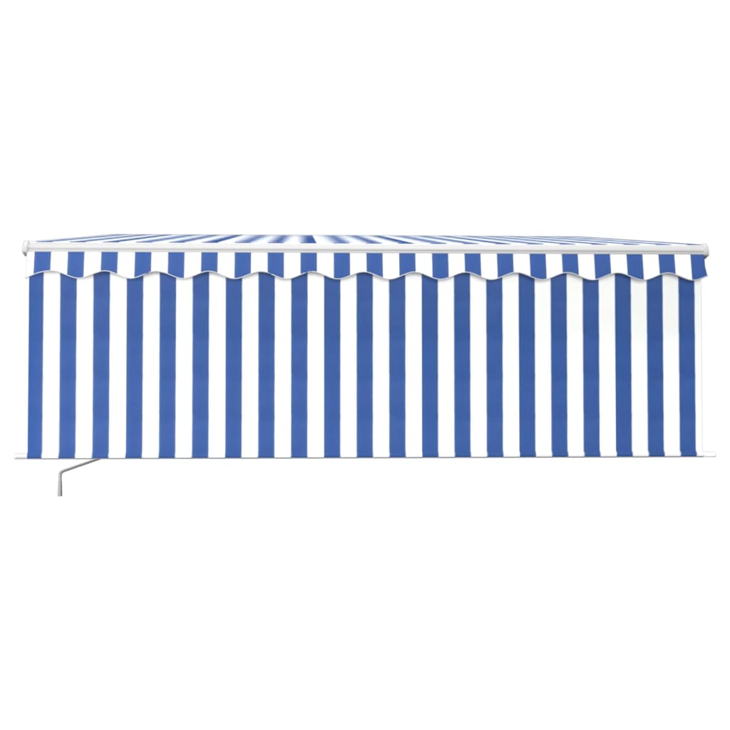 Vidaxl Luifel estendibile manualmente con il rullo cieco 4x3 m blu e bianco