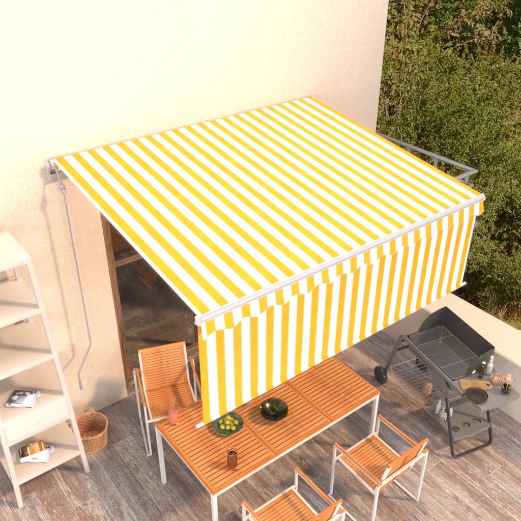 Vidaxl Luifel estendibile automaticamente con il rullo cieco 4x3 m giallo e bianco