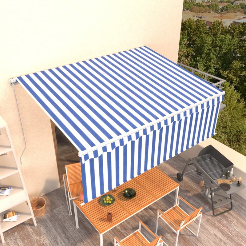 Vidaxl Luifel estendibile manualmente con Blu Blue Blind a rullo 4,5x3