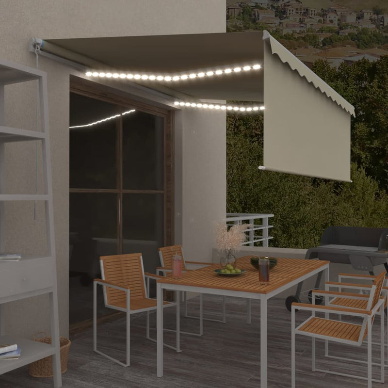 Vidaxl Luifel estendibile manualmente con LED a rullo a LED 4,5x3 m