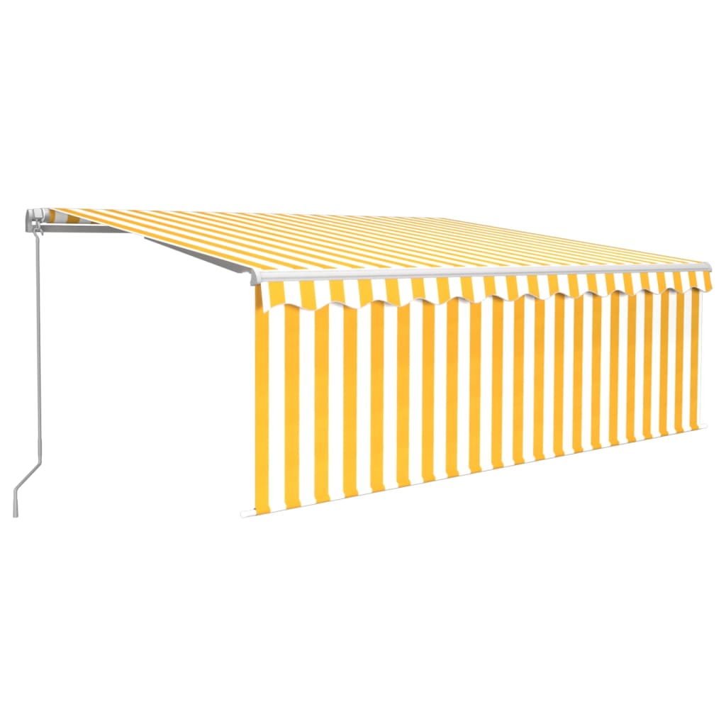 Vidaxl Luifel Rullo estendibile manualmente Blind e LED 4,5x3 m Bianco giallo