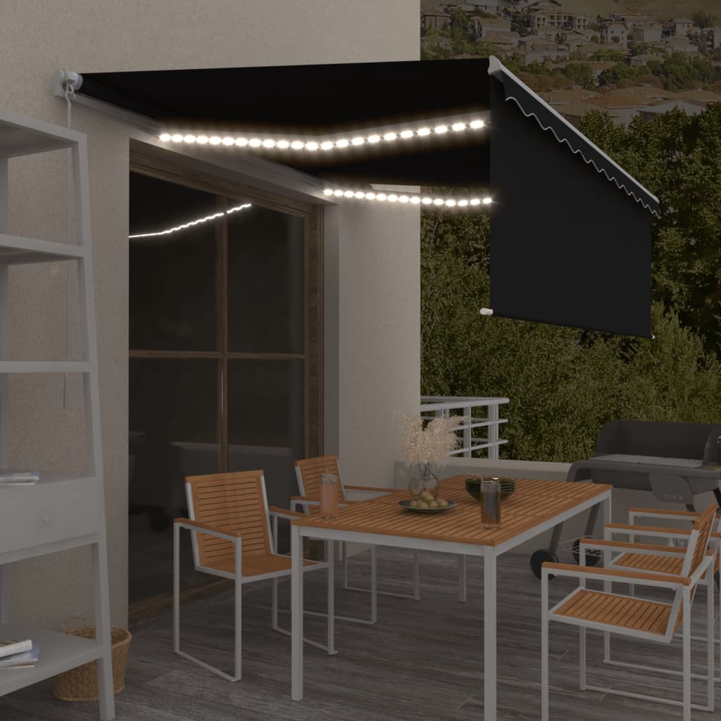 Vidaxl Luifel Manualmente Roller Blind LED 4.5x3 m antracita