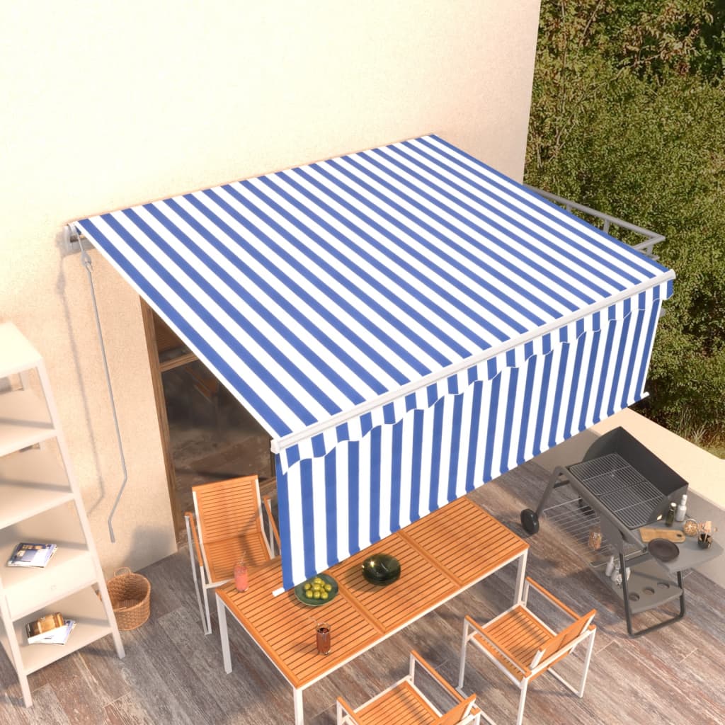 Vidaxl Luifel se puede extender automáticamente con Roller Blind 4.5x3 M Blue White
