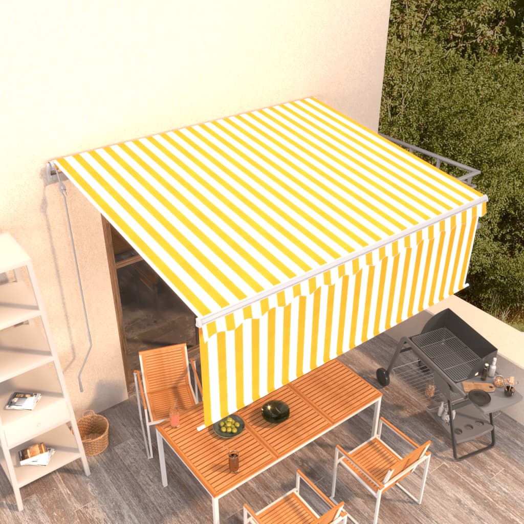 Vidaxl Luifel estendibile automaticamente con il rullo cieco 4.5x3 m bianco giallo