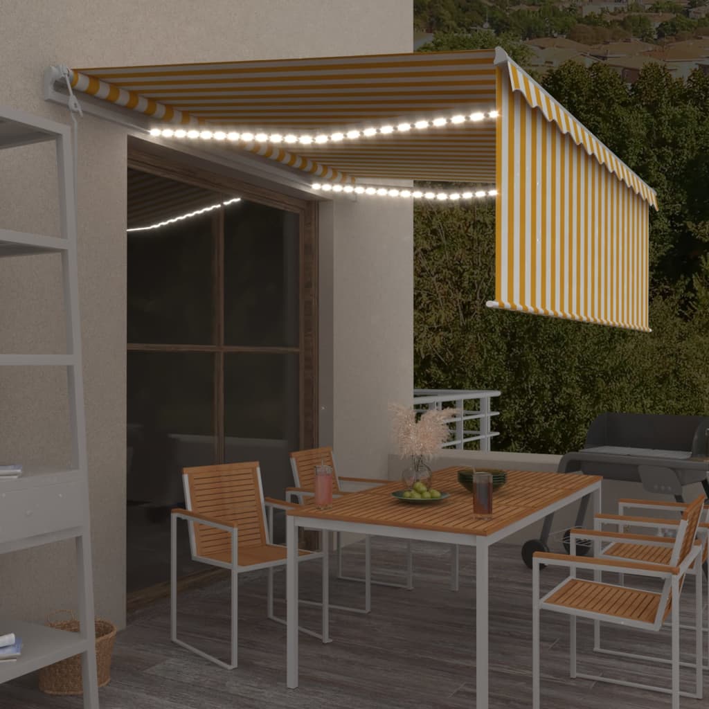 Vidaxl Luifel Automatico con Blind Blind e Sensore 4,5x3 M giallo e bianco