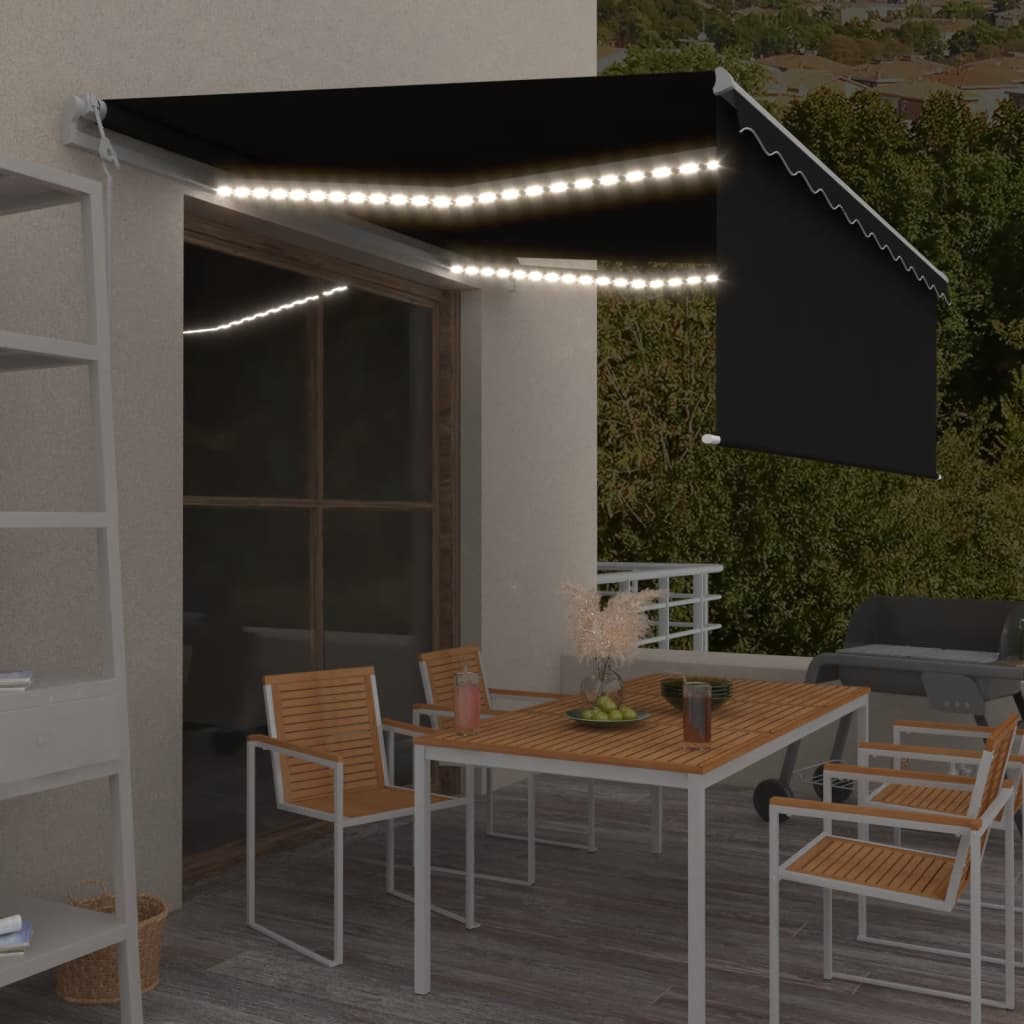 Vidaxl Luifel automatico con sensore di vento a LED a tenda 4,5x3 M Antracite