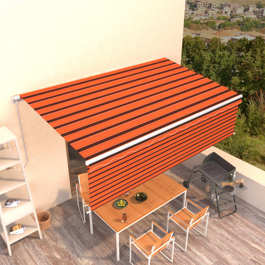 Vidaxl Luifel rullo estendibile manualmente cieco 5x3 m arancione e marrone