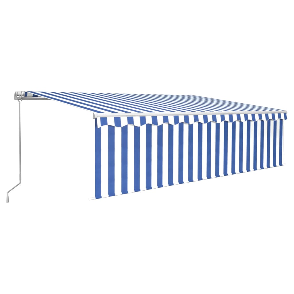 Vidaxl Luifel se puede extender manualmente con LED con cielo enrollado 5x3 m blanco blanco