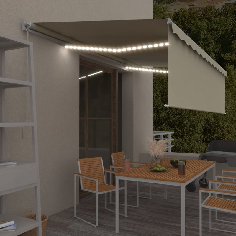 Vidaxl Luifel estensibile manualmente con la cieca a rullo e la crema a LED 5x3 m