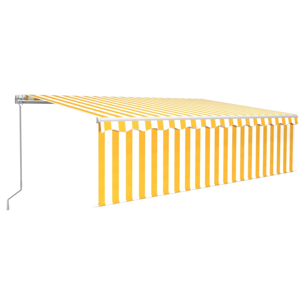 Vidaxl Luifel estensibile manualmente con LED a rullo LED 5x3 m giallo bianco