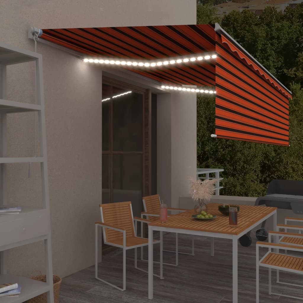 VIDAXL Luifel LED LED BECCA ROLLINE ROLLARE MANUAMENTE 5X3 M Orange Brown