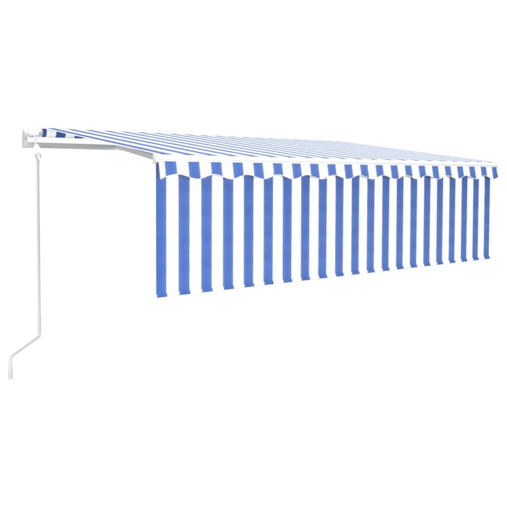 Vidaxl Luifel Sensor de viento de LED ciego de rodillo automático 5x3 m azul y blanco