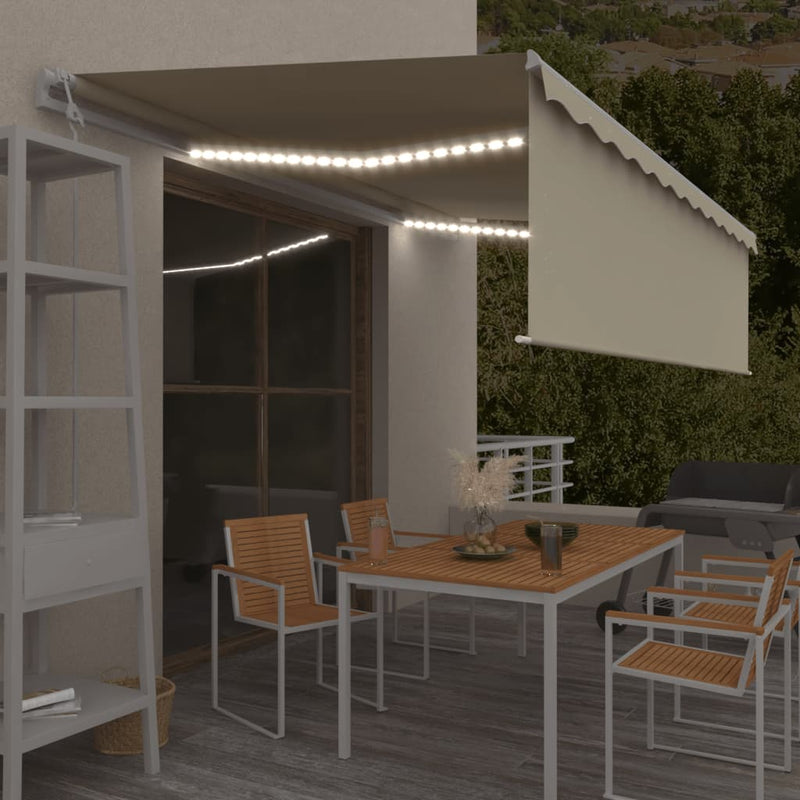 Vidaxl Luifel automatico con sensore di vento a LED cieco a rullo 5x3 m crema