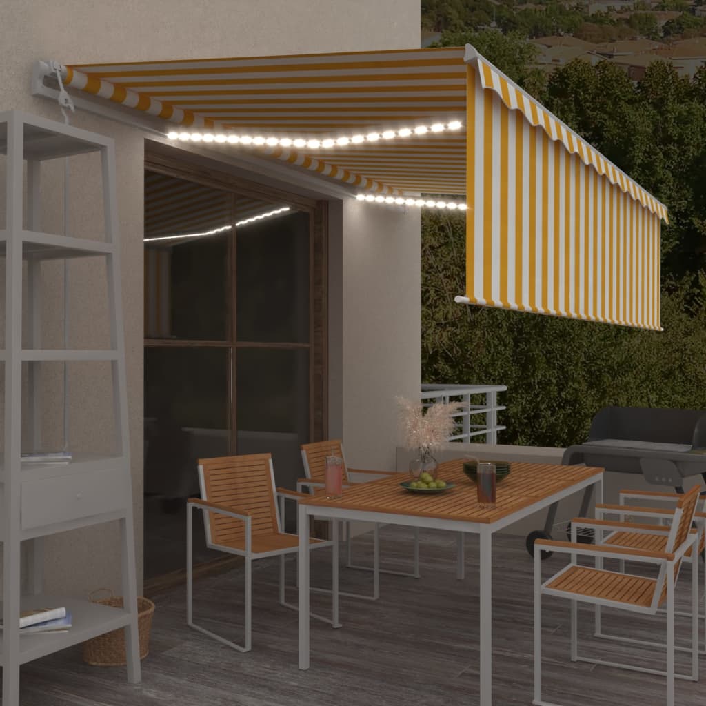 Vidaxl Luifel Sensore di vento a LED a LED BECCA AUTOMATICO 5x3 m giallo e bianco