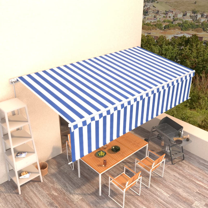 Vidaxl Luifel estendibile manualmente con il rullo cieco 6x3 m blu e bianco