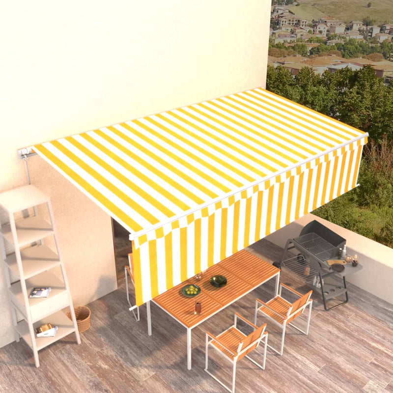 Vidaxl Luifel estendibile manualmente con il rullo cieco 6x3 m giallo e bianco