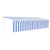 Vidaxl Luifel estendibile manualmente con LED a rullo 6x3 m blu bianco