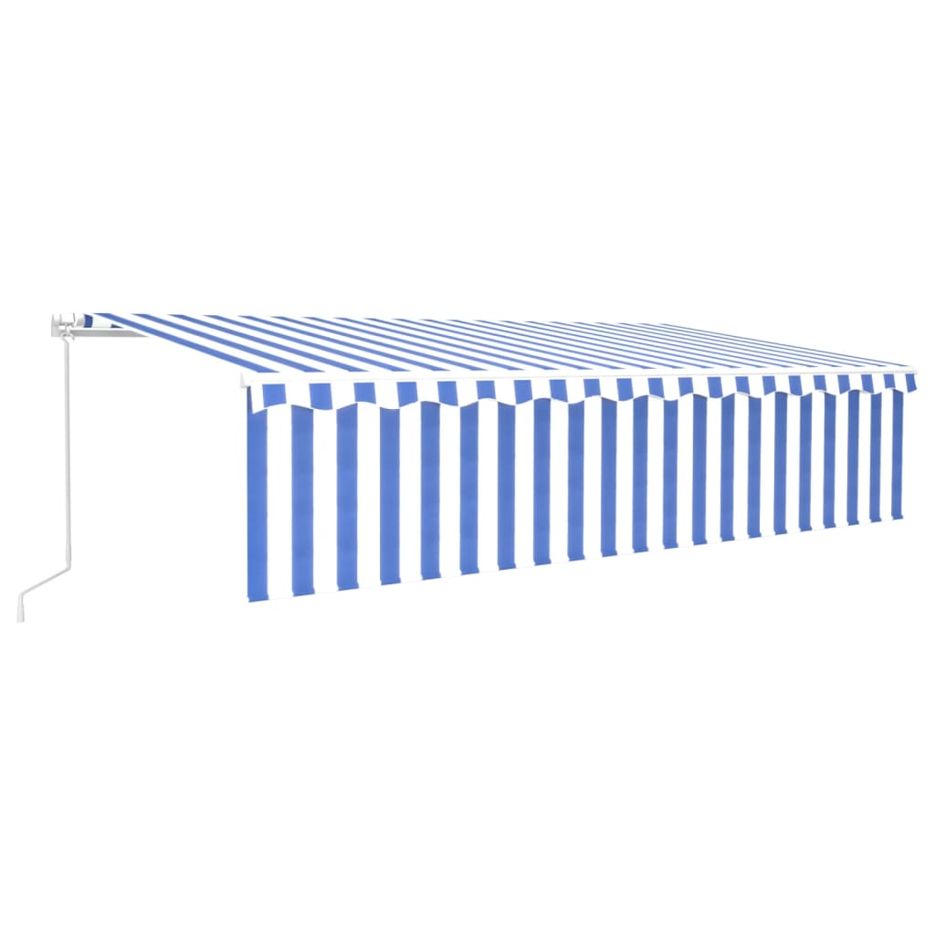 Vidaxl Luifel estendibile manualmente con LED a rullo 6x3 m blu bianco
