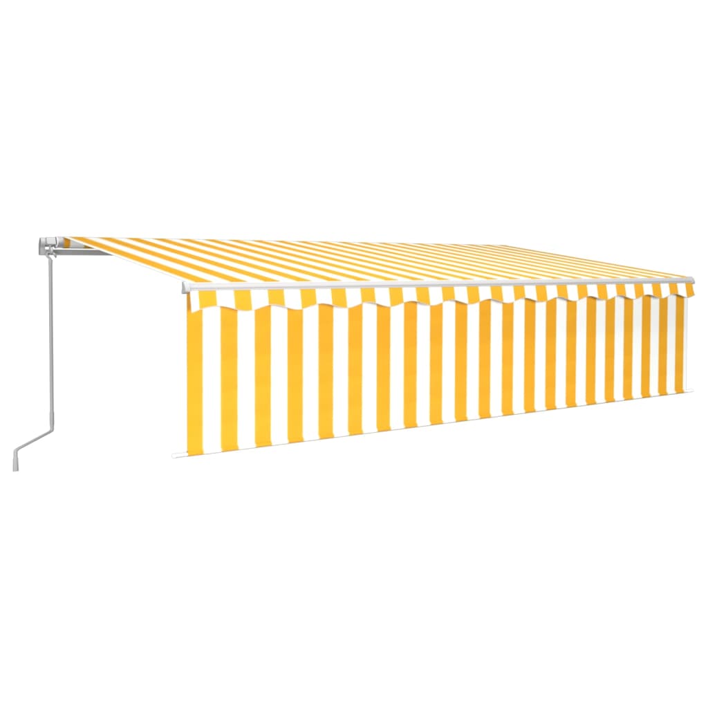 Vidaxl Luifel se puede extender manualmente con LED con cielo de rodillo 6x3 m blanco amarillo