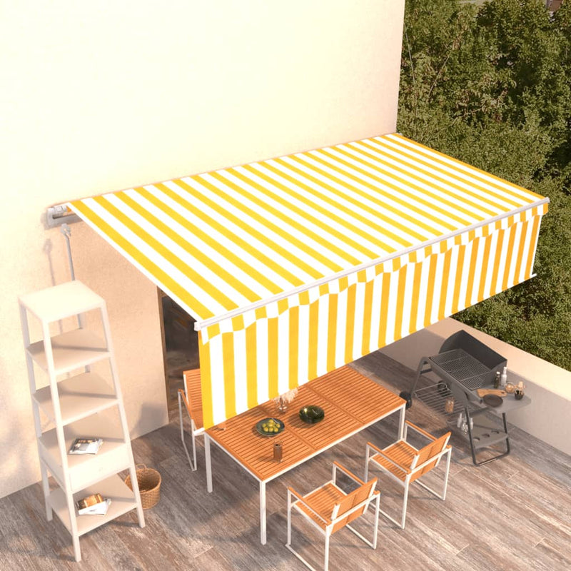 Vidaxl Luifel estendibile automaticamente con il rullo cieco 6x3 m giallo e bianco