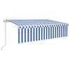 VidaXL Luifel automatisch rolgordijn LED windsensor 6x3 cm blauw wit