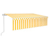 Vidaxl Luifel Sensor de viento de LED ciega de rodillo automático 6x3 cm blanco amarillo