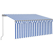 Vidaxl luifel handmatig uittrekbaar rolgordijn led 3x2,5 m blauw wit - afbeelding 2