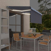 Vidaxl luifel handmatig uittrekbaar rolgordijn led 3x2,5 m blauw wit - afbeelding 1