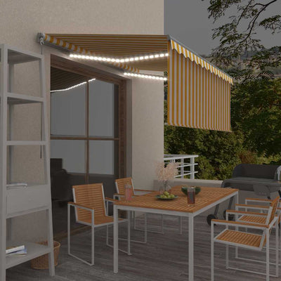 Tenda Vidaxx tenda a rullo estensibile manualmente LED 3x2,5 m gialla e bianca