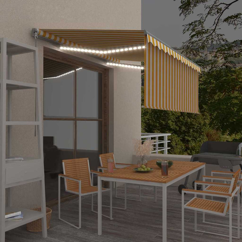 Vidaxx toldo enrollable extensible manualmente LED 3x2,5 m amarillo y blanco