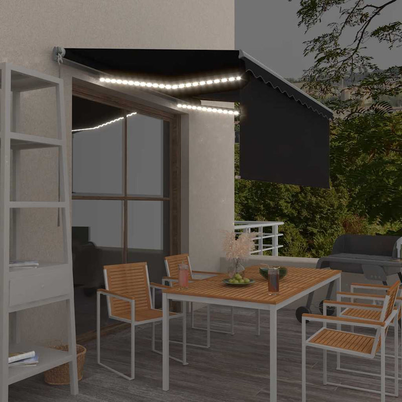 Toldo vidaxx estor enrollable extensible manualmente LED 3x2,5 m antracita