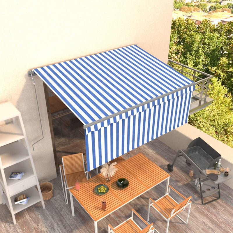 Vidaxl Luifel estendibile automaticamente con il blu bianco 3x2,5 m rullo