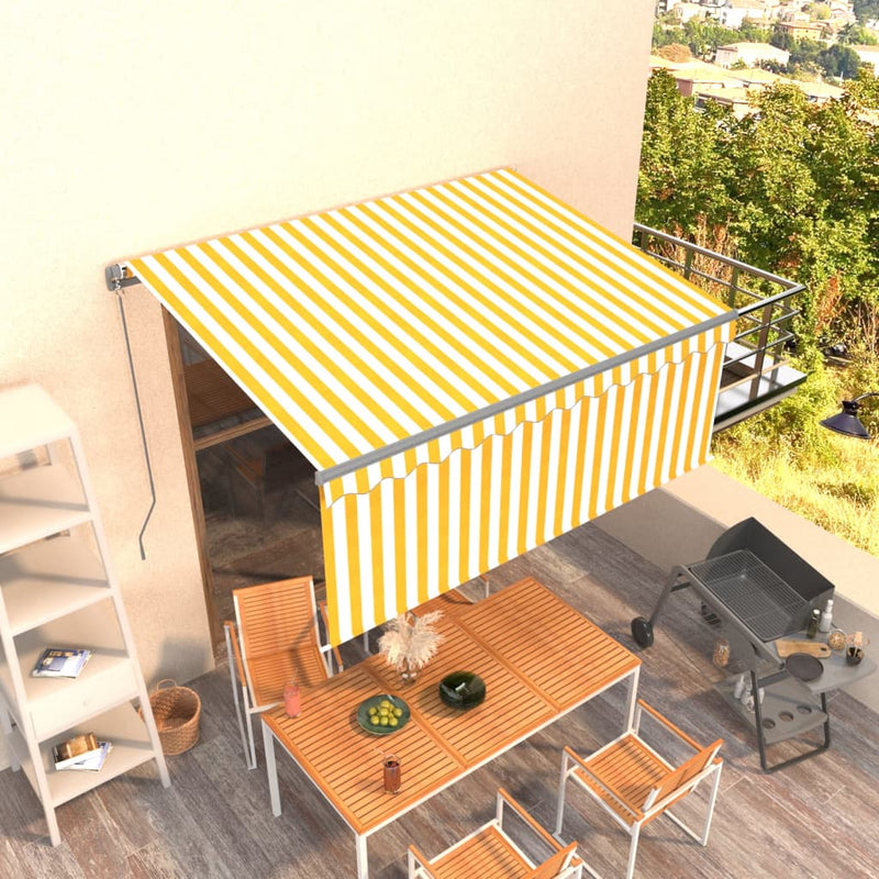 Vidaxl Luifel Rullo estendibile manualmente Blind 3.5x2,5 m giallo e bianco