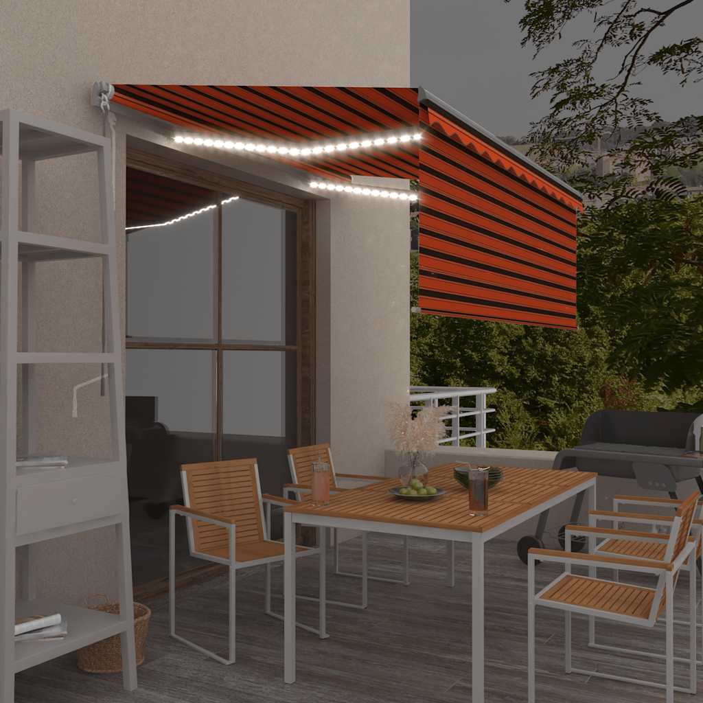 Tenda Vidaxx tenda estensibile manualmente LED 3,5x2,5 m arancione marrone