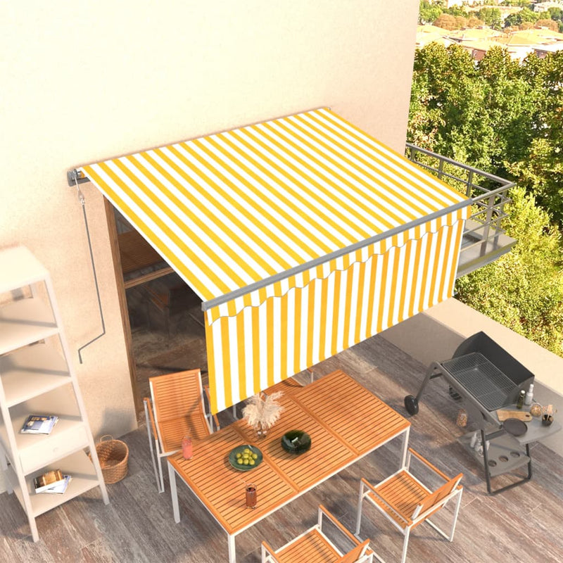 Toldo vidaxx estor enrollable extensible automático 3,5x2,5 m amarillo y blanco