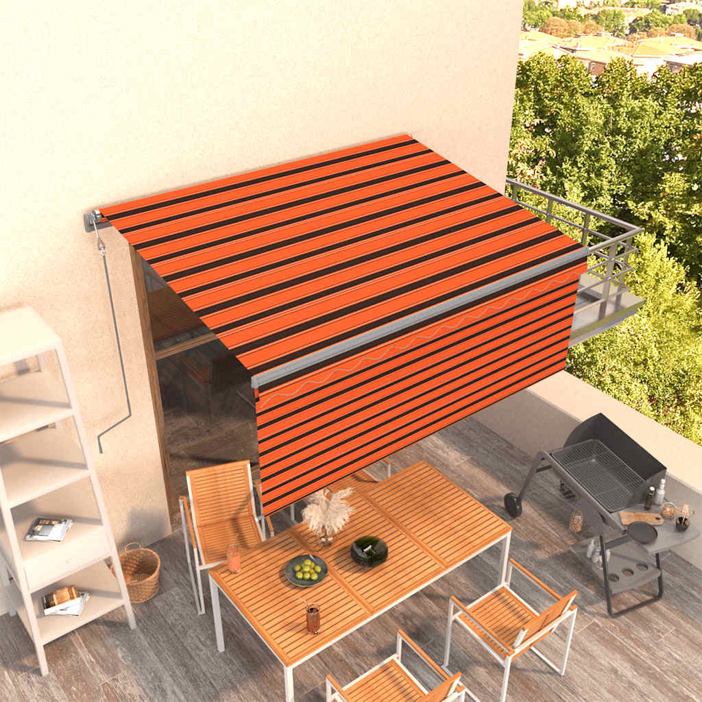Toldo vidaxx estor enrollable extensible automáticamente 3,5x2,5m naranja marrón