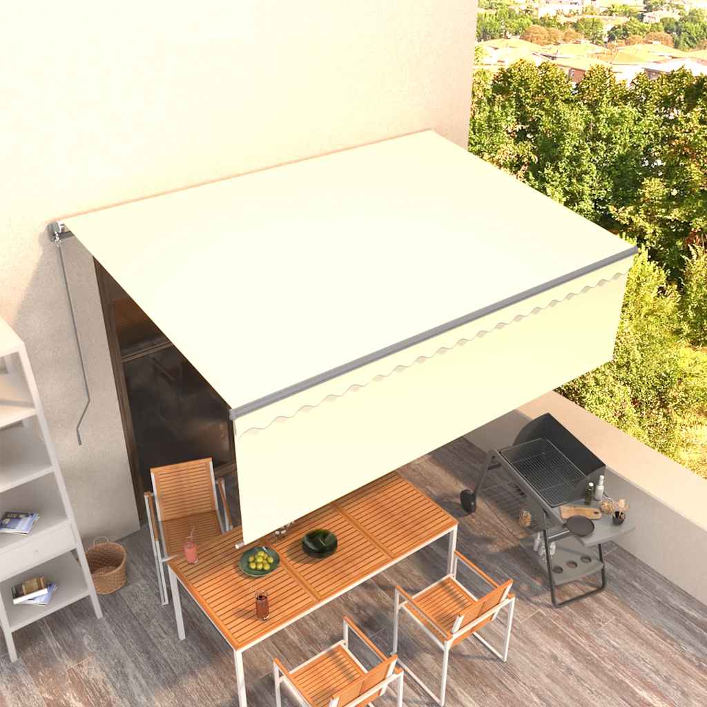 Toldo vidaxx extensible manualmente con estor enrollable 4x3 m color crema