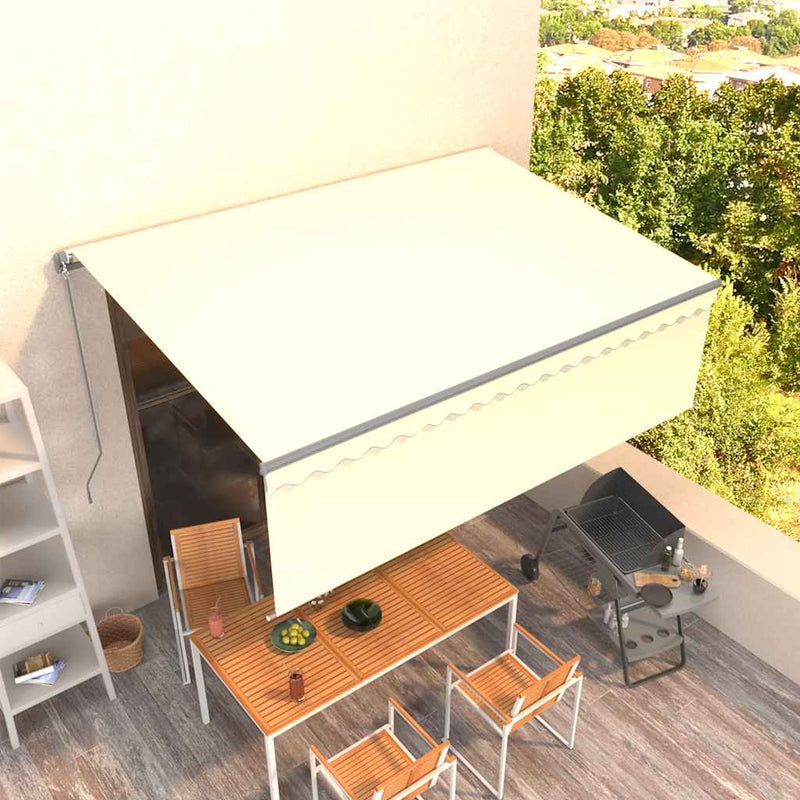 Toldo vidaxx extensible manualmente con estor enrollable 4x3 m color crema