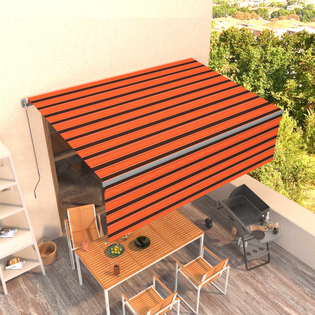 Tenda Vidaxx estensibile manualmente con tenda a rullo 4x3 m arancione marrone